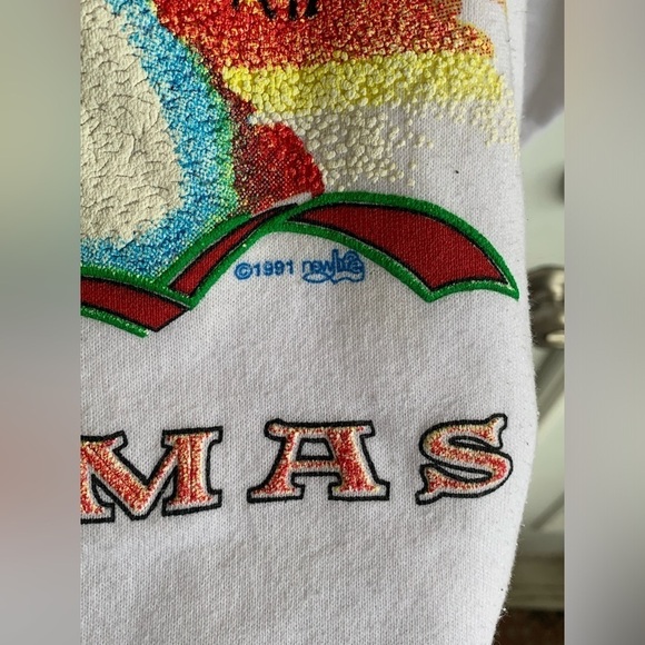 Vintage Merry Christmas Holiday Crewneck Sweatshirt Adult XL 90s Sweater Snow - Picture 3 of 6